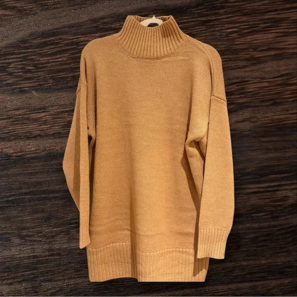 Women’s high neck Tan Sweater/Sweater Dress - Picture 8 of 9